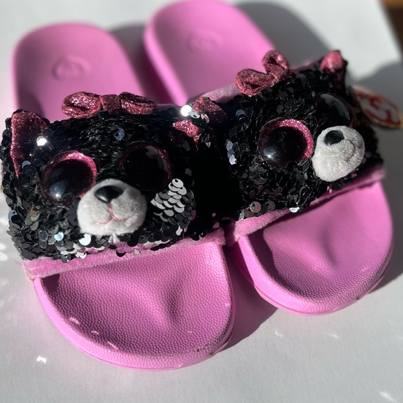 Ty™️ Kids (Size 1-3) Sequin Kitty Cat Slides with tags. So cute 😻 - Picture 1 of 9